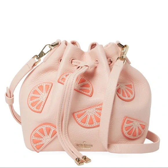 Kate Spade Flights of Fancy Grapefruit Mini Bucket Bag Crossbody - Picture 14 of 16